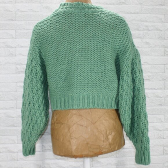 UNIVERSAL THREAD Sweater Wool Blend Knit Cropped Chunky Thick Oversized Green S - Picture 4 of 12